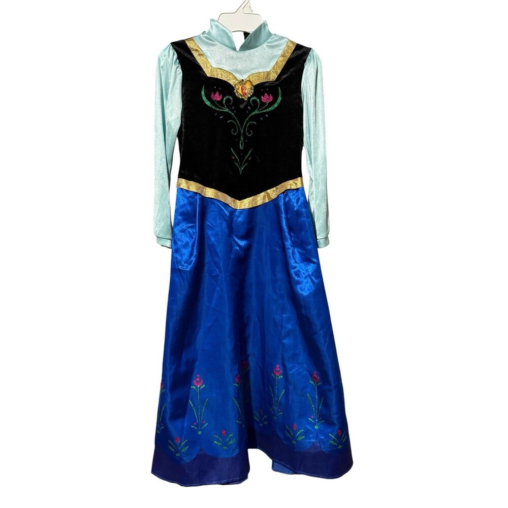 Disney Frozen Anna Girls Costume Dress M 7-8 Glitter Floral Princess Halloween